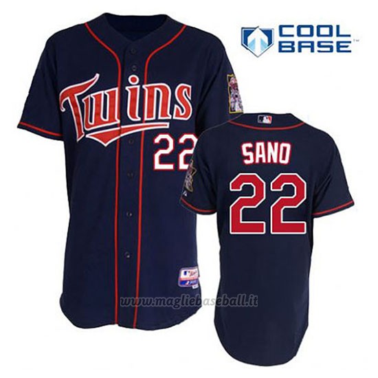 Maglia Baseball Uomo Minnesota Twins Miguel Sano 22 Blu Blu Alterner 1ªCool Base